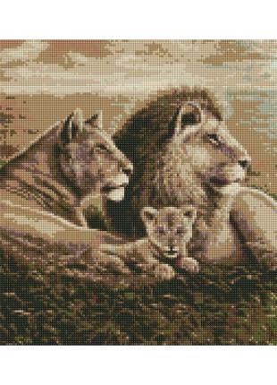 Алмазная мозаика львиная семья ©сергей лобач идейка amo7334 40х50 nia-mart