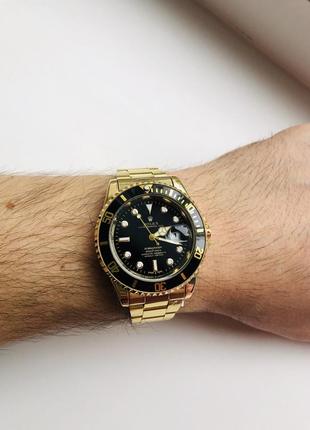 Чоловічі наручні годинники gold black3 фото