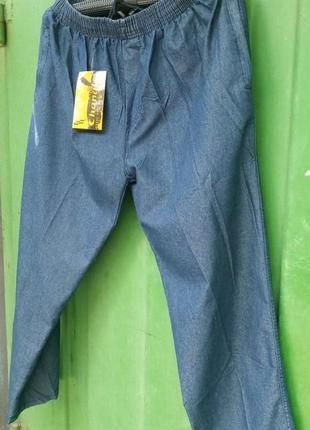 Штаны мужские летние брюки джинсы большого размера. на резинке. чоловічі штани джинси3 фото