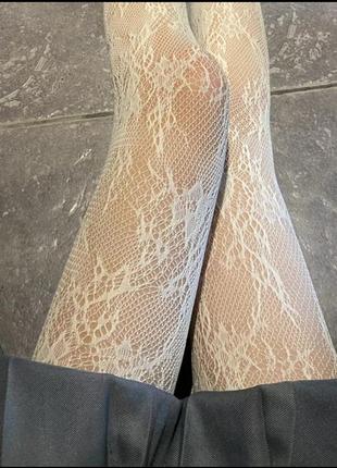 Белые колготки ажур винтаж для фотосессии лолита