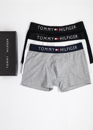 Мужские боксеры подарочный набор трусов 3 шт tommy hilfiger н3063 в коробке хлопок th2 фото