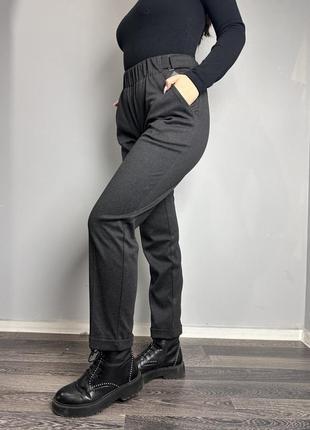Жіночі класичні штани сірі теплі modna kazka mkjl1108011-14 фото