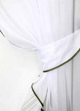 Кухонна фіранка (300х170см) з ламбрекеном. колір білий з зеленим2 фото