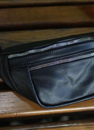 Бананка из натуральной кожи. отличное качество сумки на пояс. модель: 74132