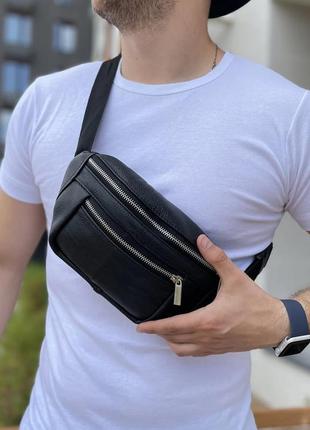 Бананка из натуральной кожи. отличное качество сумки на пояс. модель: 74132