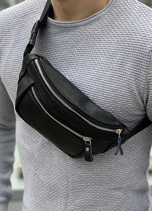 Бананка из натуральной кожи. отличное качество сумки на пояс. модель: 74132