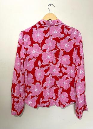 Стильная яркая блуза блузка zara xs/s рубашка в цветочный принт8 фото