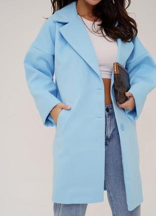 Синє кашемірове пальто кокон, розмір xl4 фото