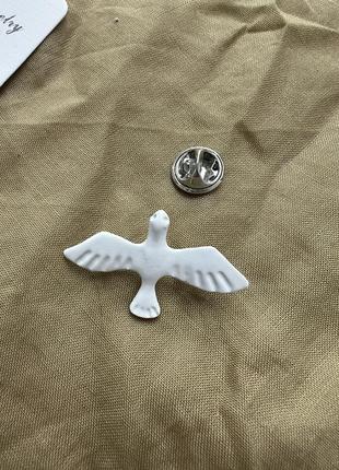 Голубь брошь металлическая украшение белый голубь мира подарок пен