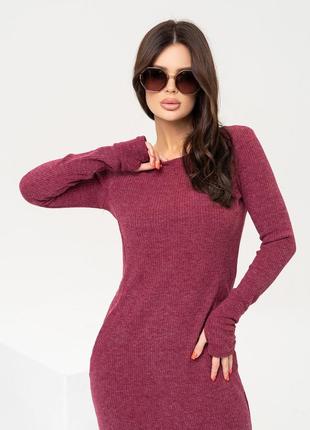 Бордовое меланжевое платье с карманами, размер s4 фото
