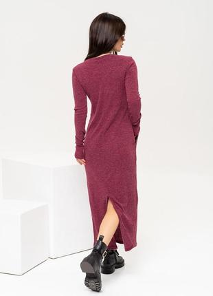 Бордовое меланжевое платье с карманами, размер s3 фото