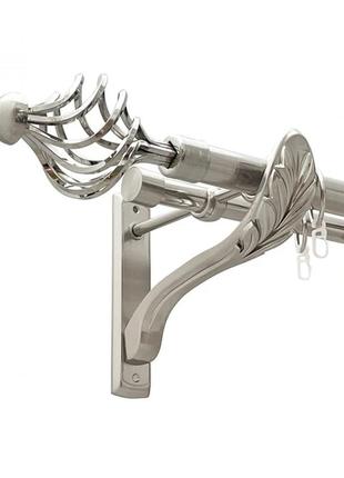 Карниз для штор orvit ареззо металевий дворядний ретро гладка труба кільце металеве сталь 25\19 мм 200см