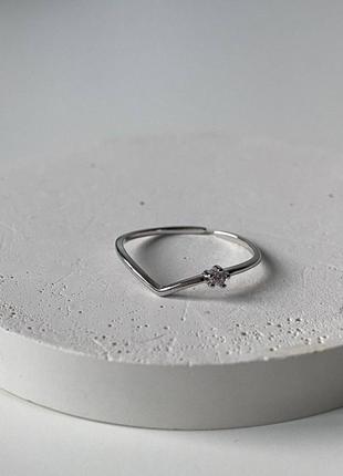 Изысканное серебряное колечко с кристаллом кубического циркония, 925 проба, серебро, кольцо, украшение, кольца
