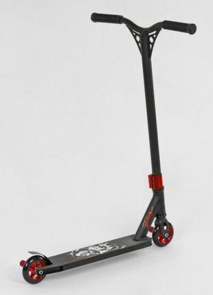 Самокат трюковый best scooter 94655 алюминий hic-система пеги колеса 10 см черный с красным2 фото