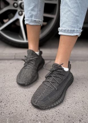 Рефлективные кроссовки adidas yeezy 350 black reflective кросівки1 фото