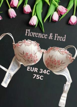 🌹🌹florence & fred eur 34с/ 75с бюстгальтер поролон косточка бежевый/разноцветный 🌹🌹1 фото