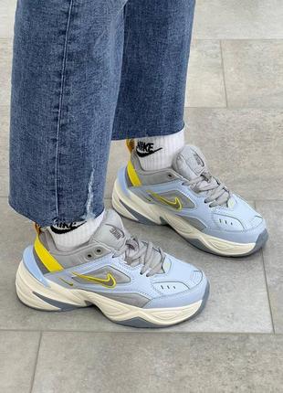 Жіночі блакитні шкіряні кросівки в стилі nike m2k tekno 🆕 найк м2к текно