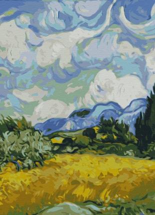 Картини за номерами "поле з зеленою пшеницею та кипарисом. винсент ван гог" розмальовки за цифрами. 40*50 см.україна