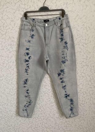 Root high rise mom jeans miss guided tie dye acid wash blue размер 16/l-xl1 фото