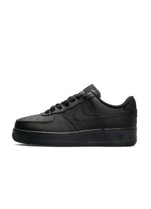 Женские черные кожаные кроссовки в стиле nike air force 1 🆕 найк аир форс1 фото