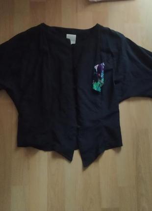 Винтажная , черная блуза, летучая мышь1 фото