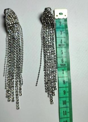 Клипсы серебряные длинные серьги с камнями совальки висящие серьги боискучи1 фото