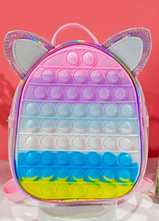 Детский мини рюкзак блестящий поп ит, маленький рюкзачок pop it для детей3 фото