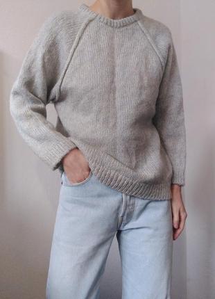 Винтажный свитер шерстяной джемпер серый пуловер реглан лонгслив кофта шерсть джемпер винтаж st michael свитер мохер джемпер