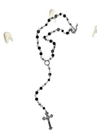 Ожерелье розарий вервица кулон с крестом y2k lolita demonia hello kitty grunge готическое гранж лоза четкие1 фото