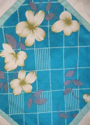 Голубой воздушный шелковый платок2 фото