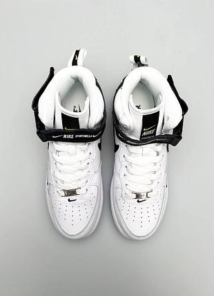 Жіночі високі чорно-білі шкіряні кросівки  в стилі nike air force mid 🆕 найк форс5 фото