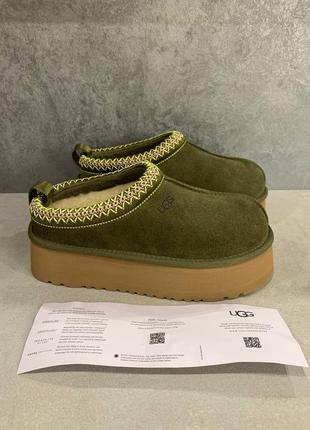 Угги уги угі уггі ugg tazz slipper platform «burnt olive»3 фото