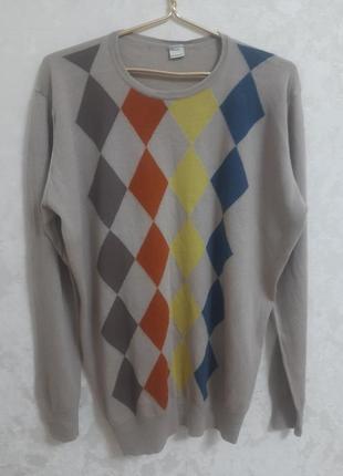 Брендовый свитер джемпер пуловер из шерсти мериноса ромбы john smedley