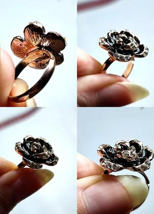 Каблучка роза троянда квіточка колечко кольца з камінням кільце розочка золота
