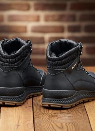 Зимові черевики barzoni чорні з натуральної шкіри, мужские кожаные зимние ботинки5 фото