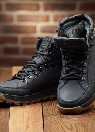 Зимові черевики barzoni чорні з натуральної шкіри, мужские кожаные зимние ботинки7 фото