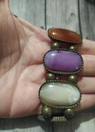 Браслет иитация камней эпоксидная смола металл