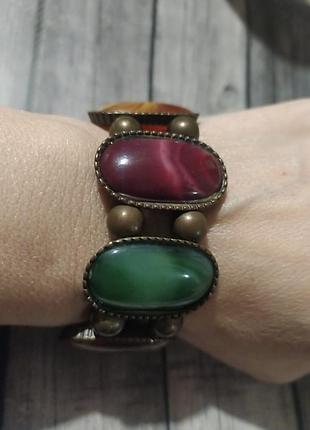 Браслет иитация камней эпоксидная смола металл