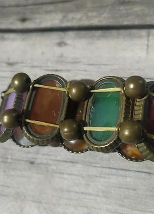 Браслет иитация камней эпоксидная смола металл