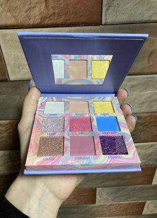 Палетка теней с блестками от rival