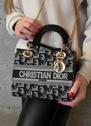 Сумка сумочка christian dior d-lite black textile текстиль5 фото