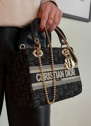 Сумка сумочка christian dior d-lite black textile текстиль9 фото