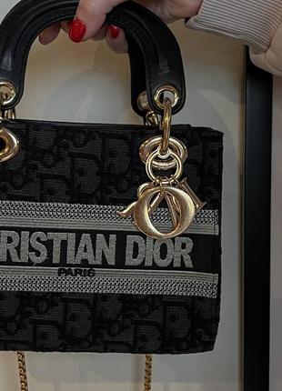 Сумка сумочка christian dior d-lite black textile текстиль10 фото