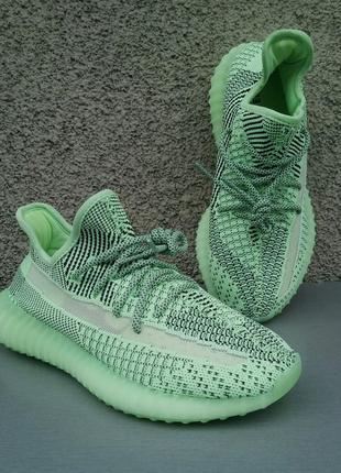 Adidas yeezy boost 350 reflective кросівки жіночі салатові2 фото