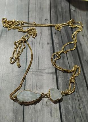 Колье длинное, имитация камня-полимерный материал