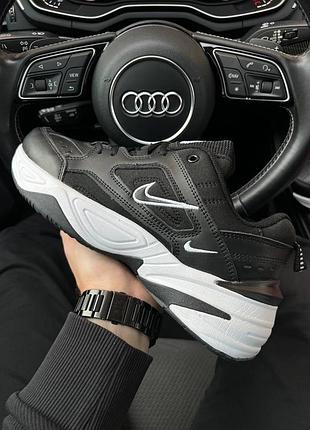 Мужские черно-белые кожаные кроссовки в стиле nike m2k tekno 🆕 найк м2к текно