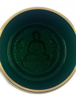 Чаша поющая бронзовая " будда" зеленая (d 11 * h 5 см)2 фото