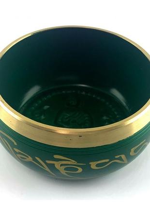 Чаша поющая бронзовая " будда" зеленая (d 11 * h 5 см)1 фото