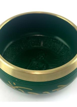 Чаша поющая бронзовая " будда" зеленая (d 11 * h 5 см)3 фото