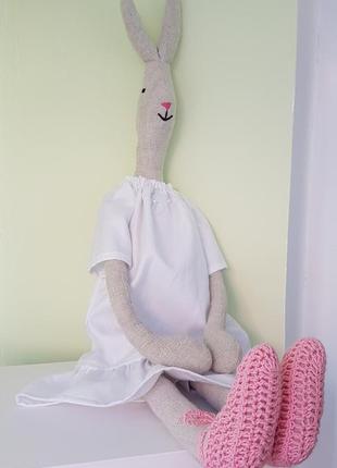 Іграшка заєць, hare (shoes are pink)1 фото